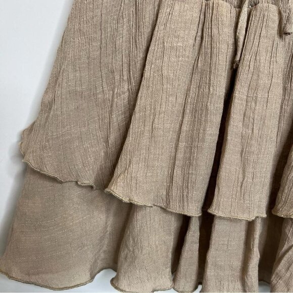Valleygirl Womens Size AU 8 US 4 Taupe Smocked Ruffle Mini Skirt Pull On Neutral - Picture 4 of 8